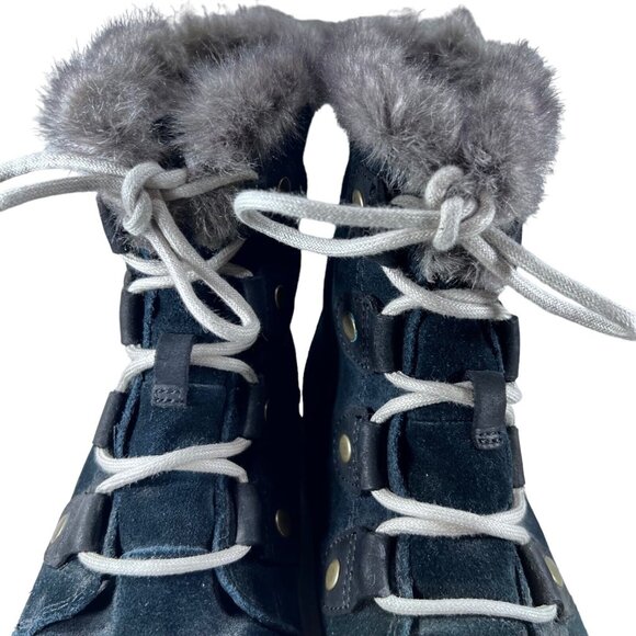 Sorel Explorer Joan Black Suede Womens 8 Waterproof Faux Fur Trimmed Boots - Picture 8 of 13